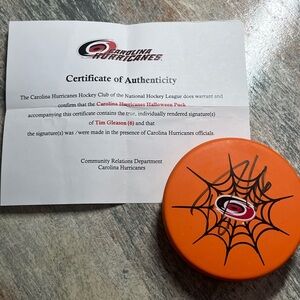 Carolina Hurricanes Tim Gleason signed Halloween puck